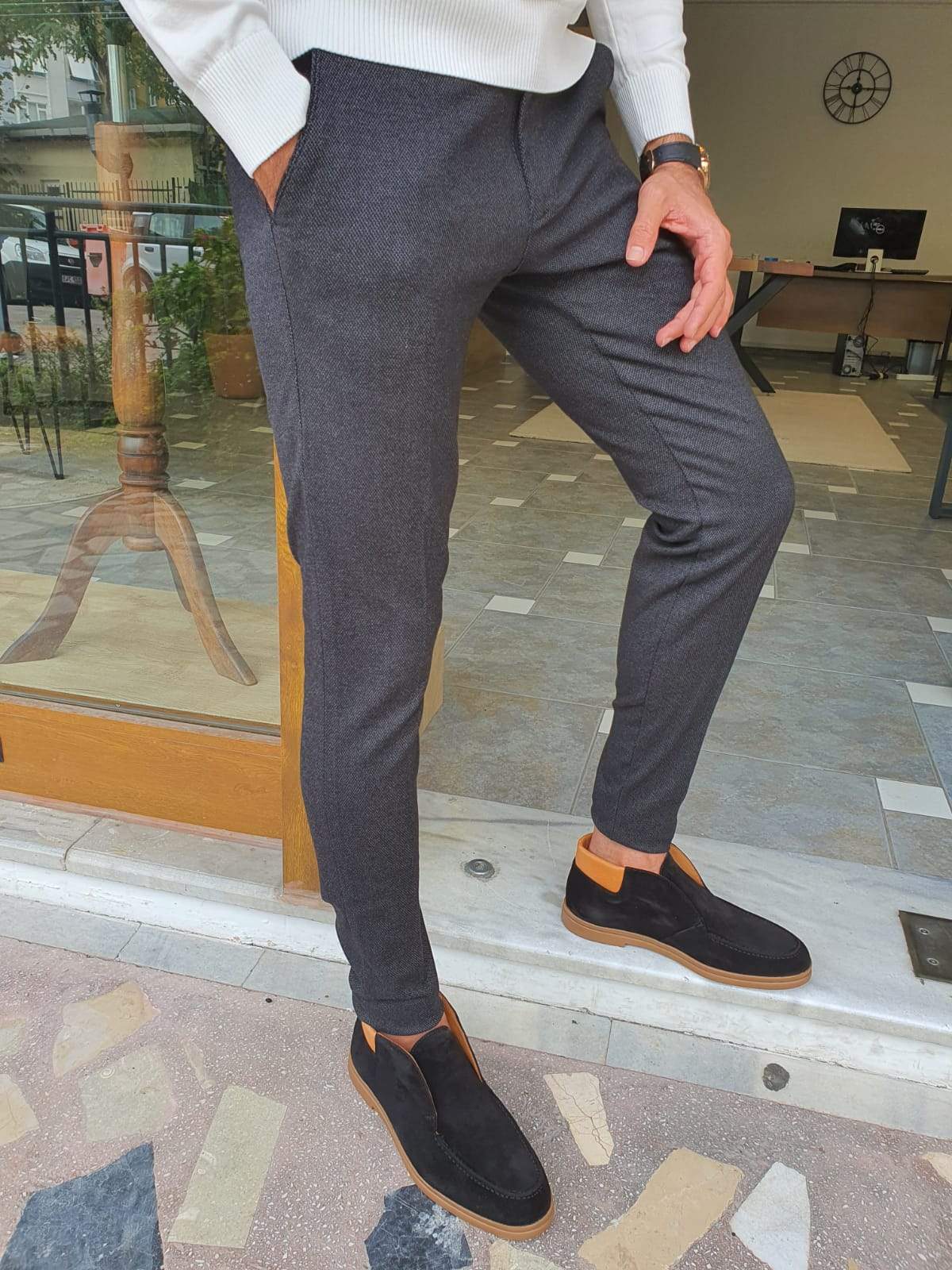 Aachen Black Slim Fit Pants