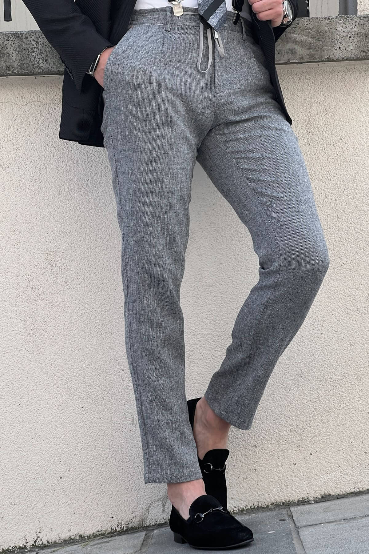Beige Gray Pants
