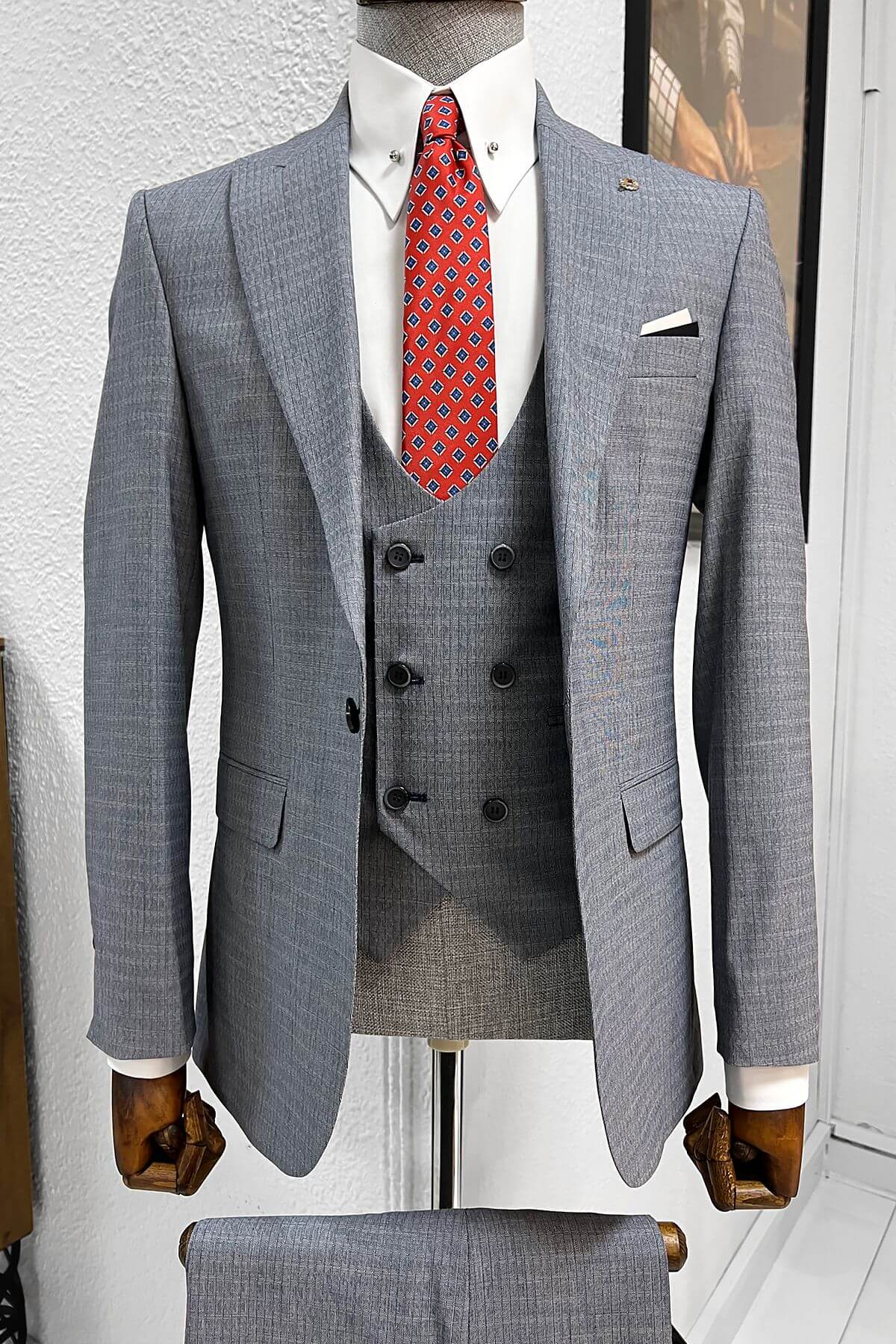 Gray & Navy Blue Suit.