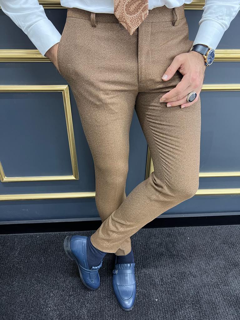 Lucerne Camel Slim Fit Trousers