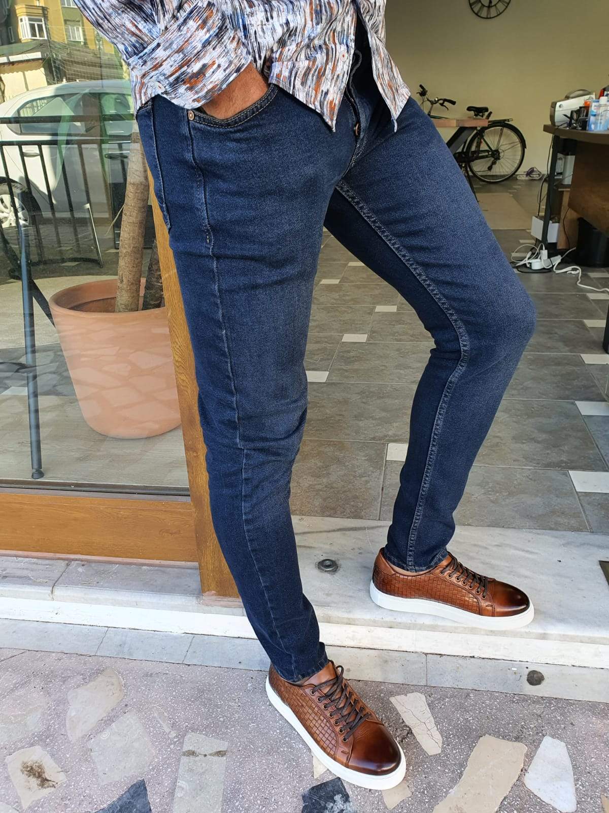 Elmore Navy Blue Slim Fit Jeans