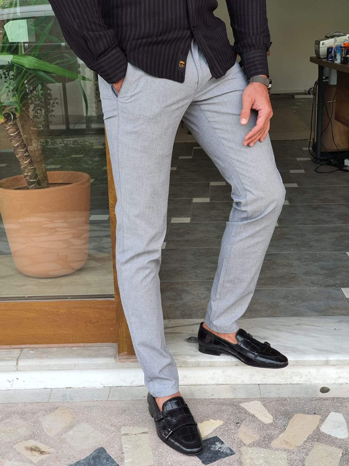 Geneva Gray Slim Fit Pants