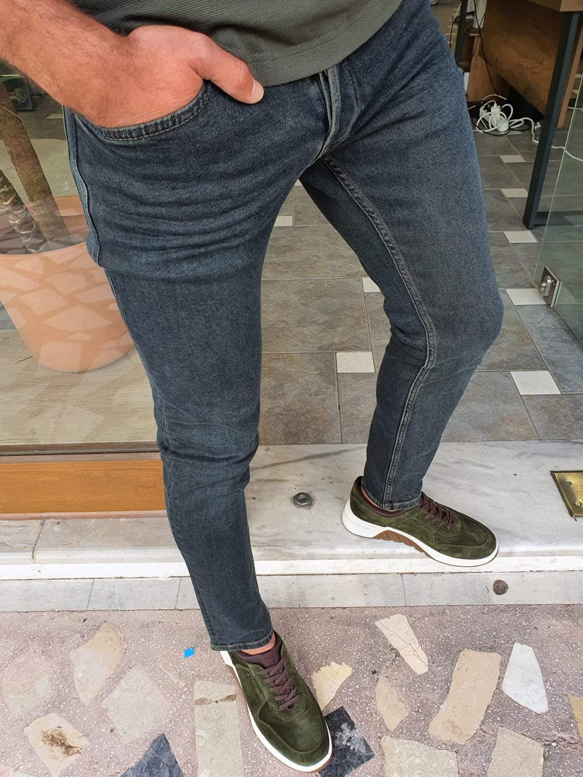 Elmore Khaki Slim Fit Jeans