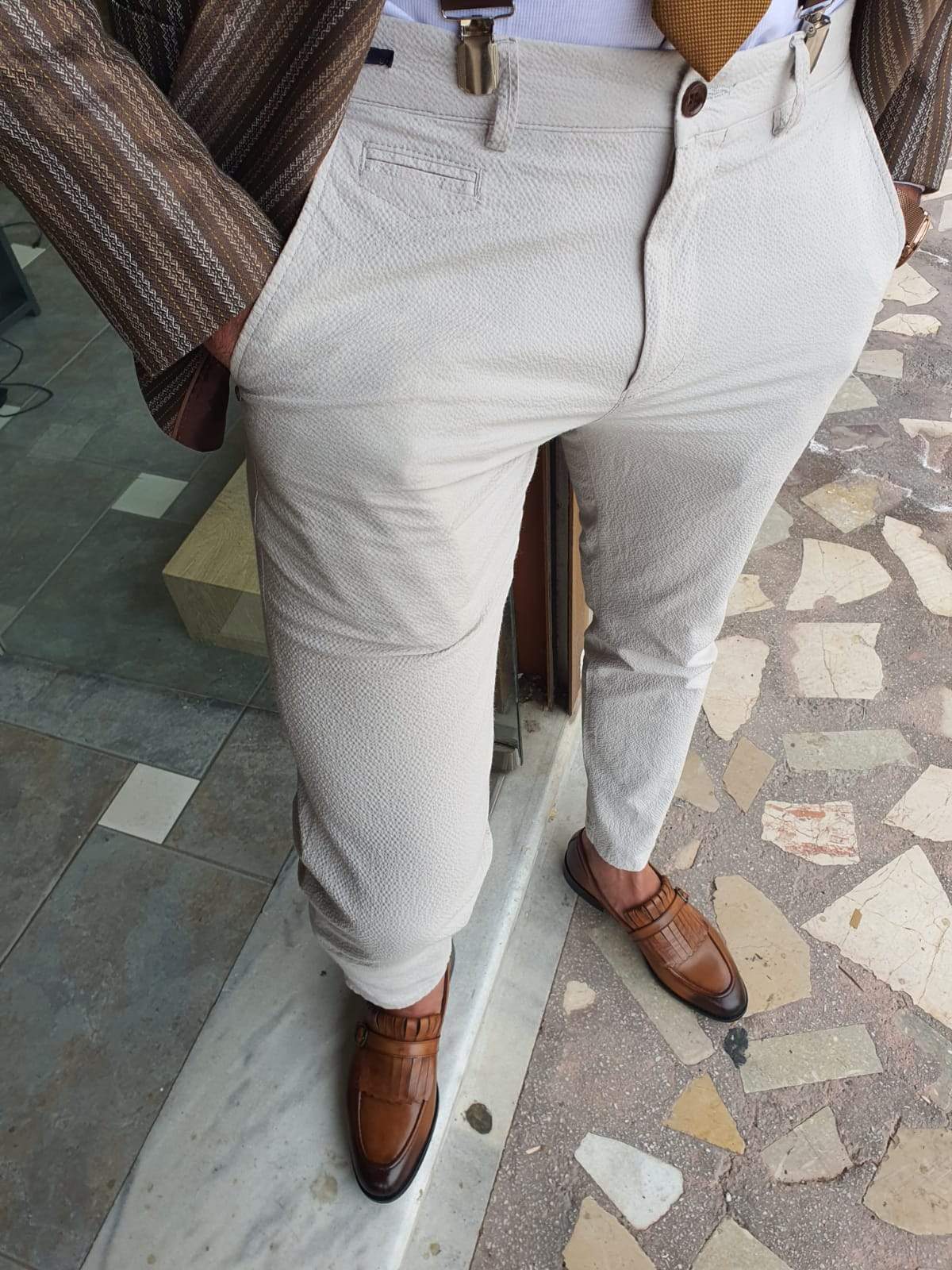 Elmore Beige Slim Fit Pants