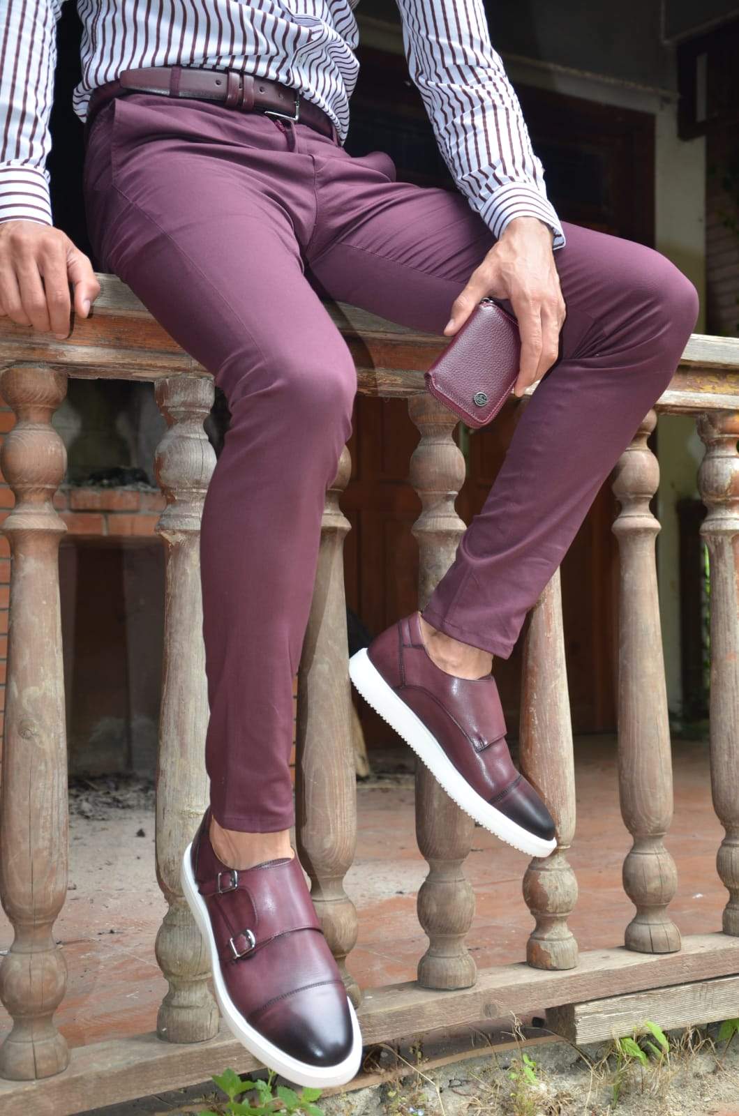 Avila Claret Red Slim Fit Pants