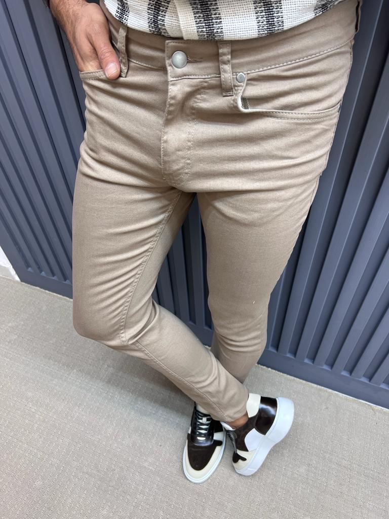 Colo Beige Slim Fit Pants