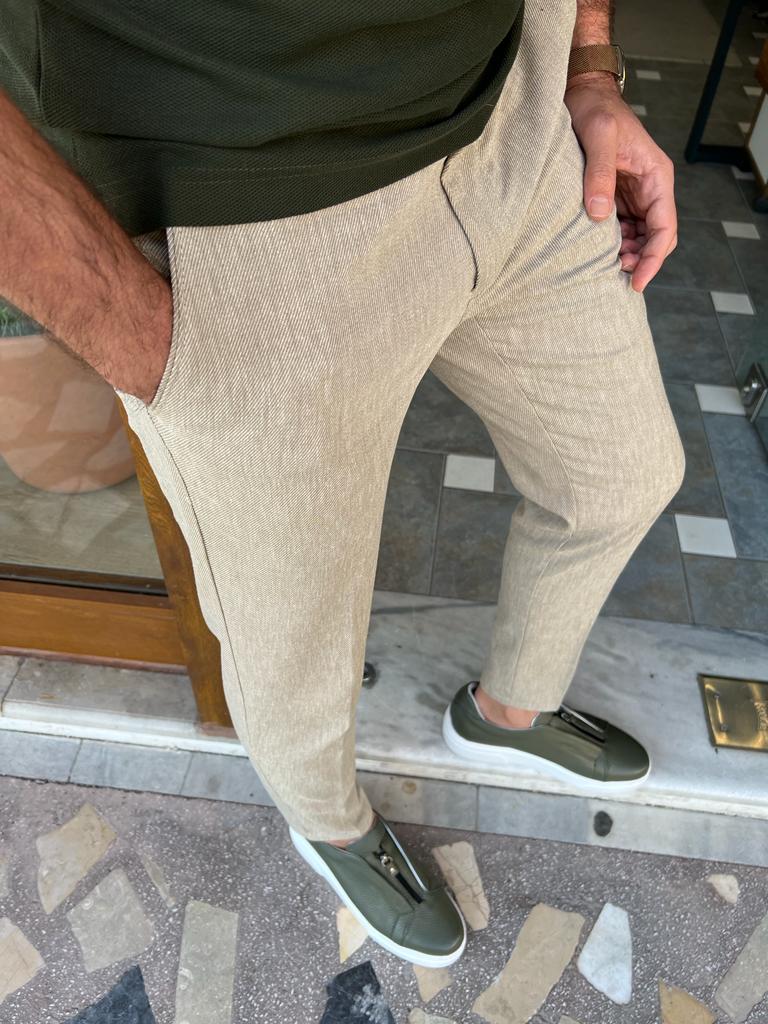 Loris Beige Slim Fit Pants