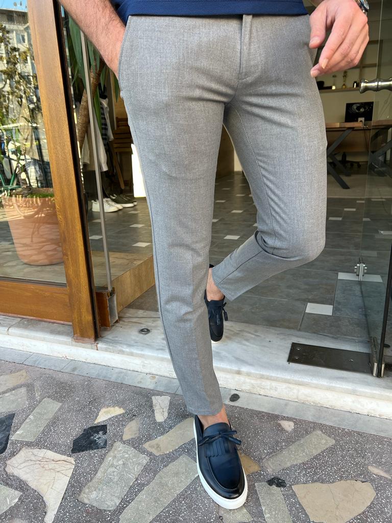 Loris Gray Slim Fit Pants