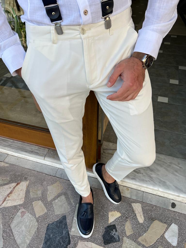 Allegri White Slim Fit Pants