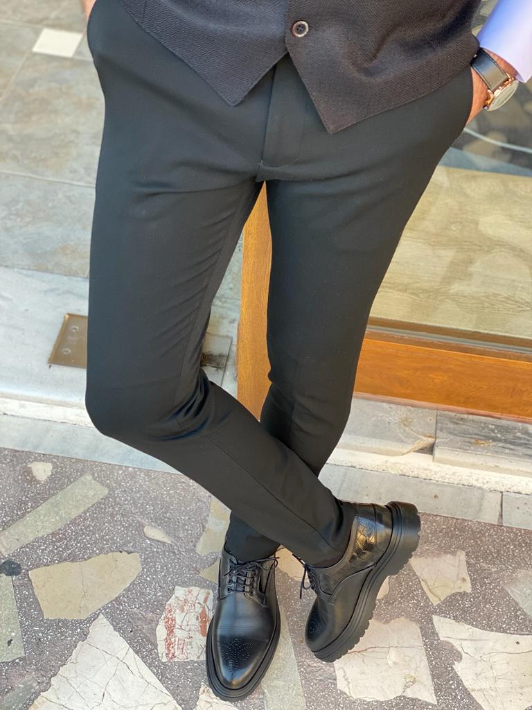 Fresno Black Slim Fit Trousers