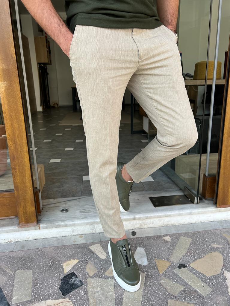Loris Beige Slim Fit Pants