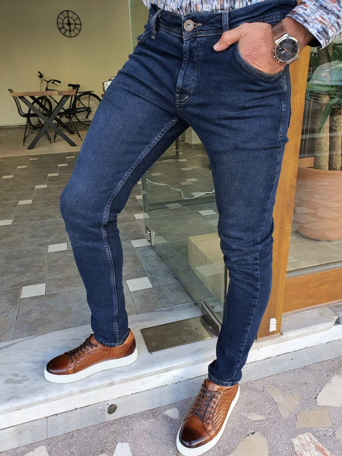 Elmore Navy Blue Slim Fit Jeans